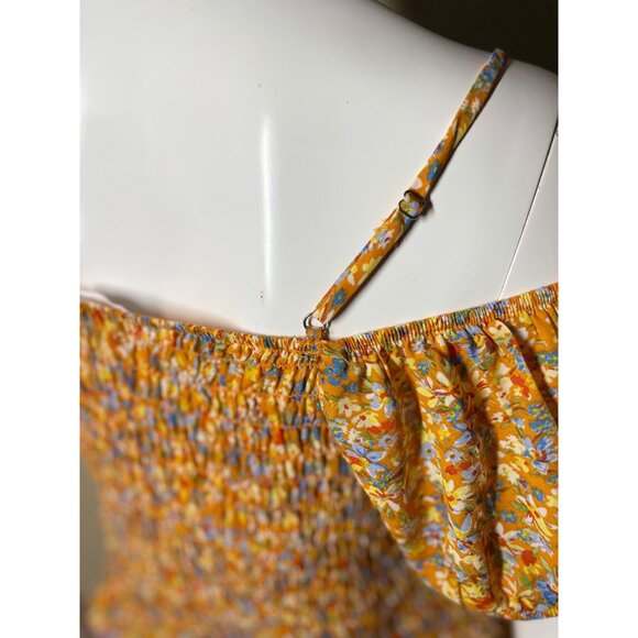 Women's Sienna Sky Large Top Floral Smocked Crop With Adjustable Straps Yellow/B - Picture 6 of 12